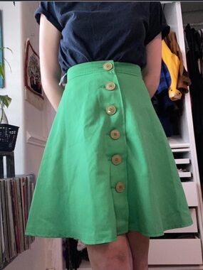 VINTAGE GREEN A-LINE BUTTON UP SKIRT